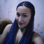 Model Nastya with blue hair
