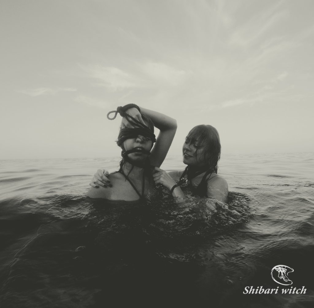 Shibari session under the water Salty ropes